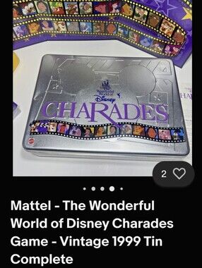 Vintage 1999 Tin Game - Mattel Disney Charades Fun Interactive Pop Card Holder